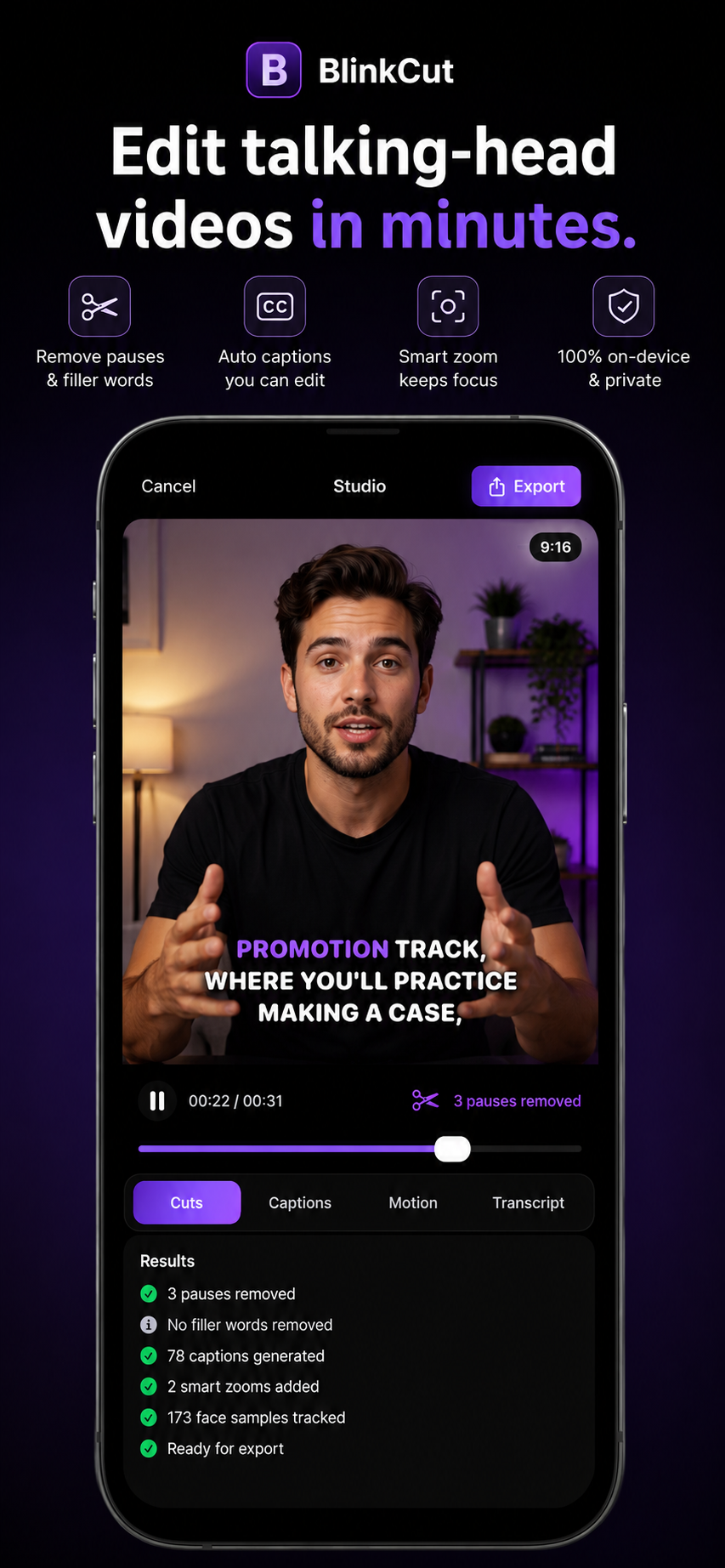 BlinkCut app preview