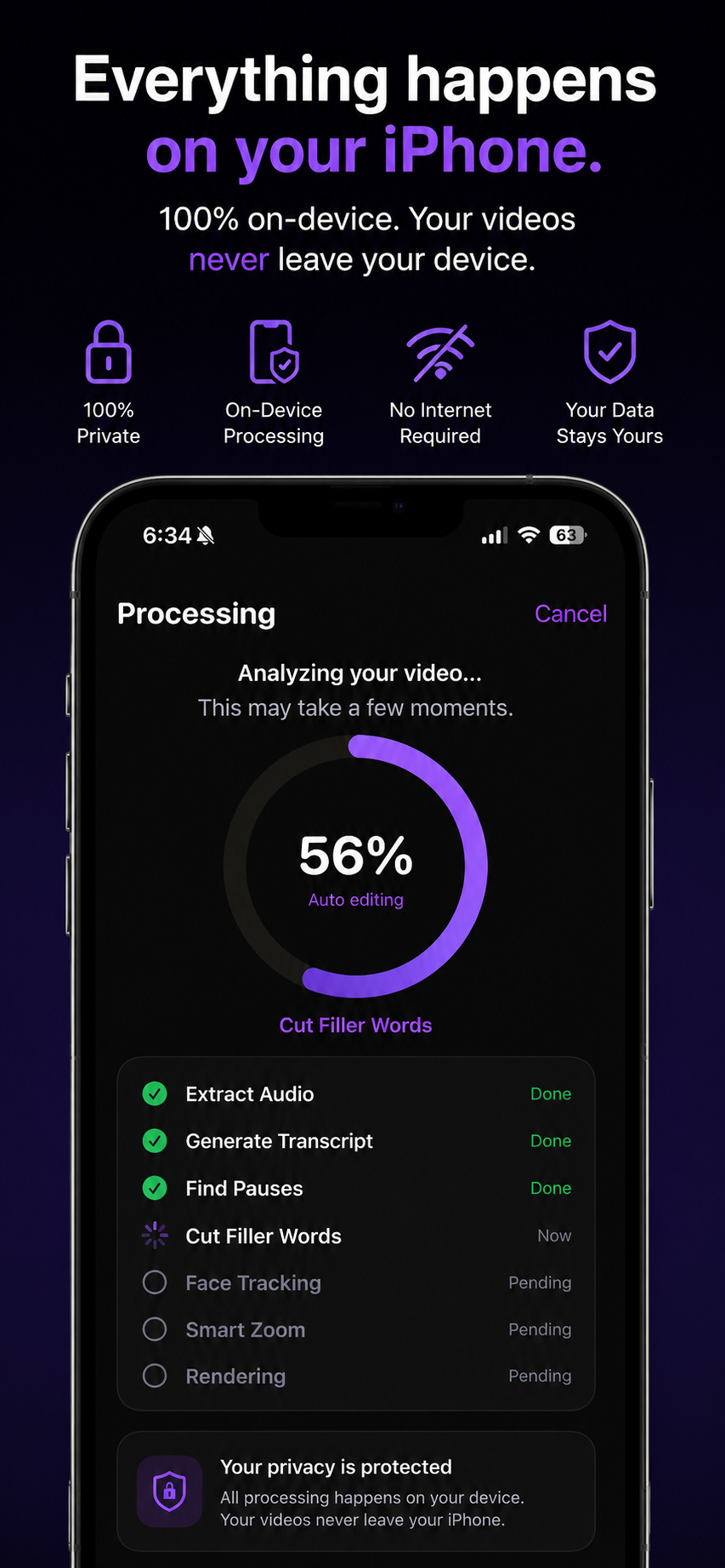 BlinkCut private processing screen