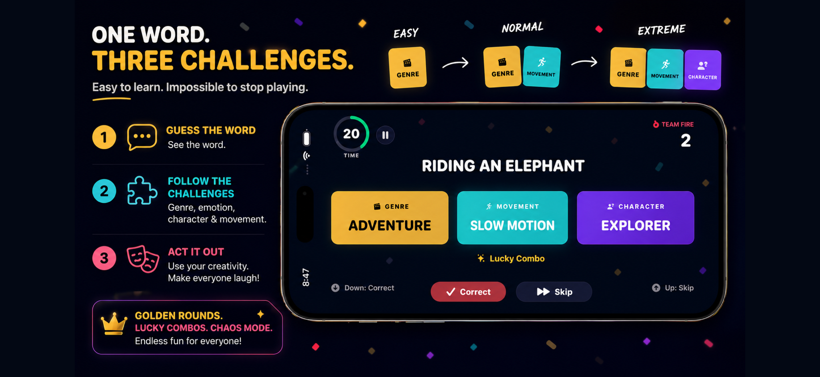 Charades Challenge one word and three challenges