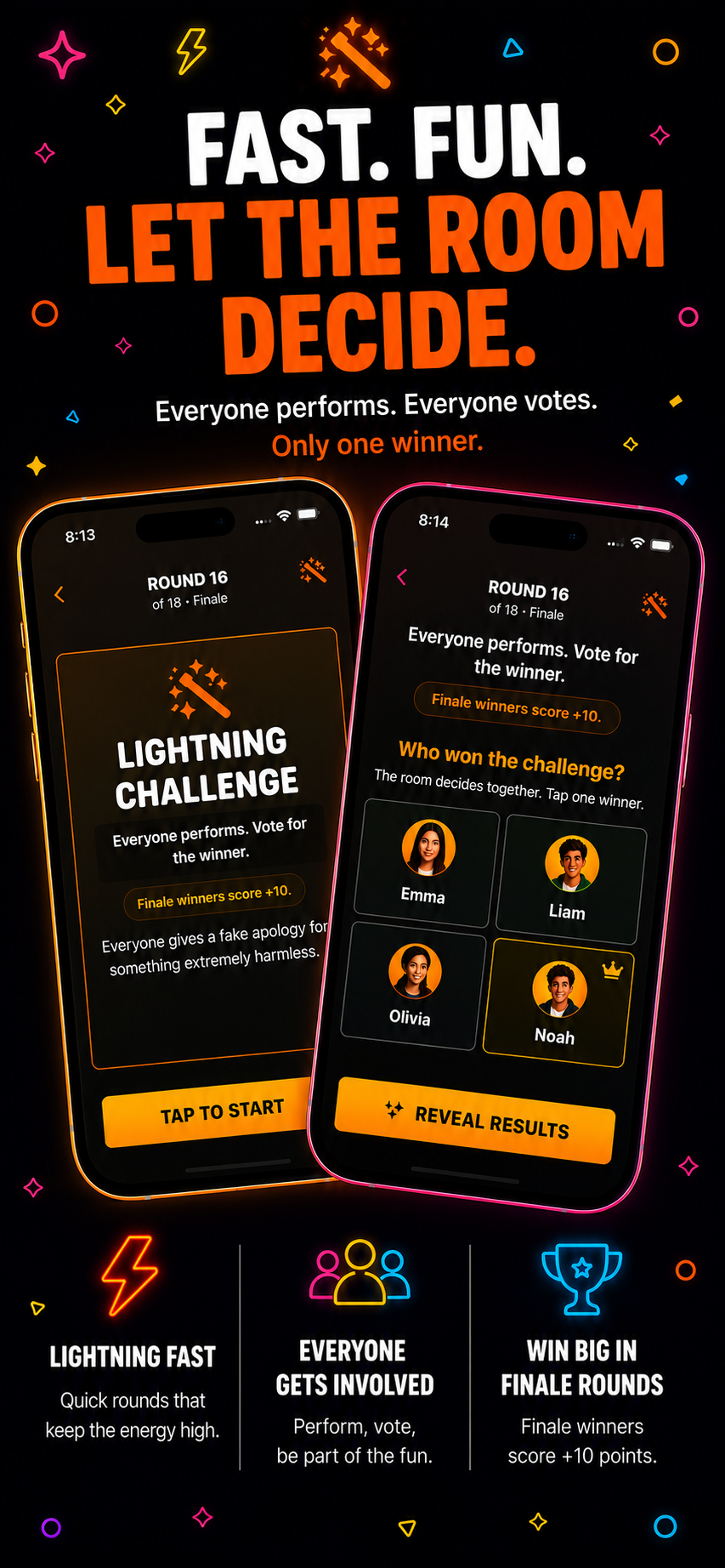 Game Night lightning challenge screen