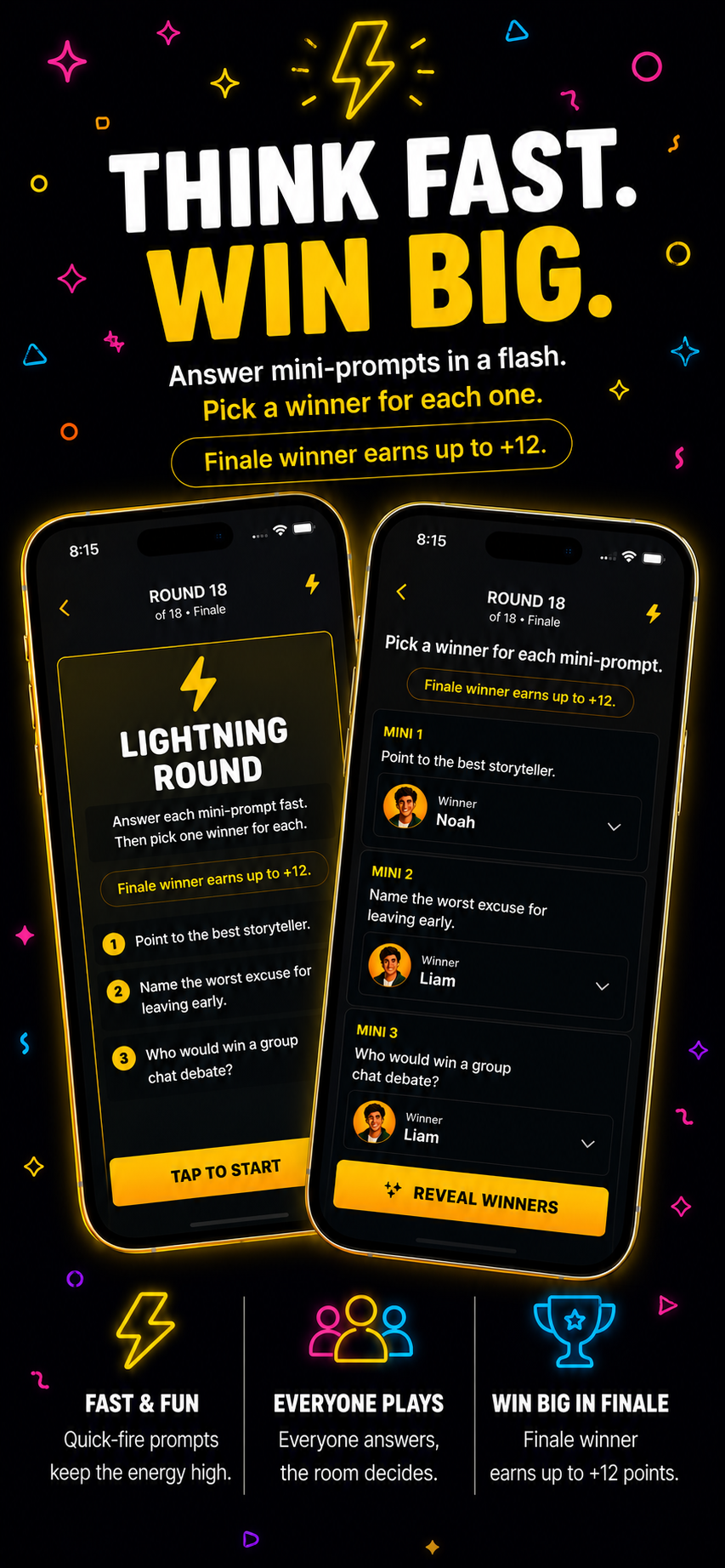 Game Night lightning round screen