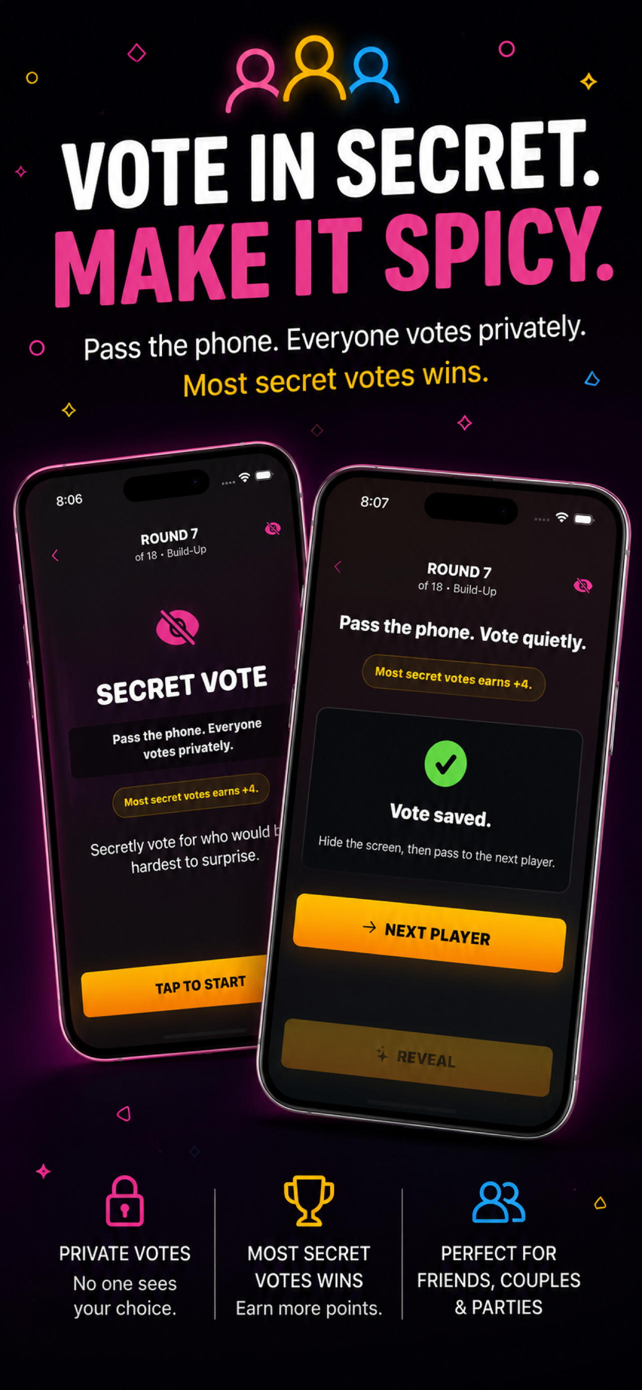 Game Night secret vote screen