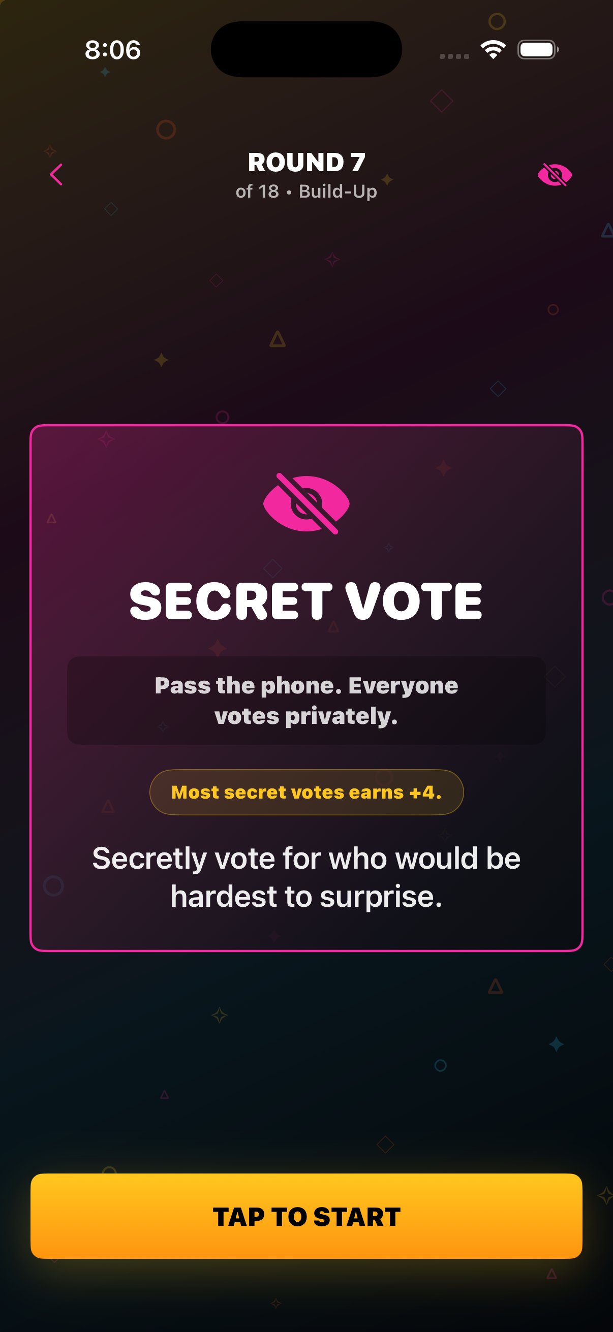 Game Night secret vote screen