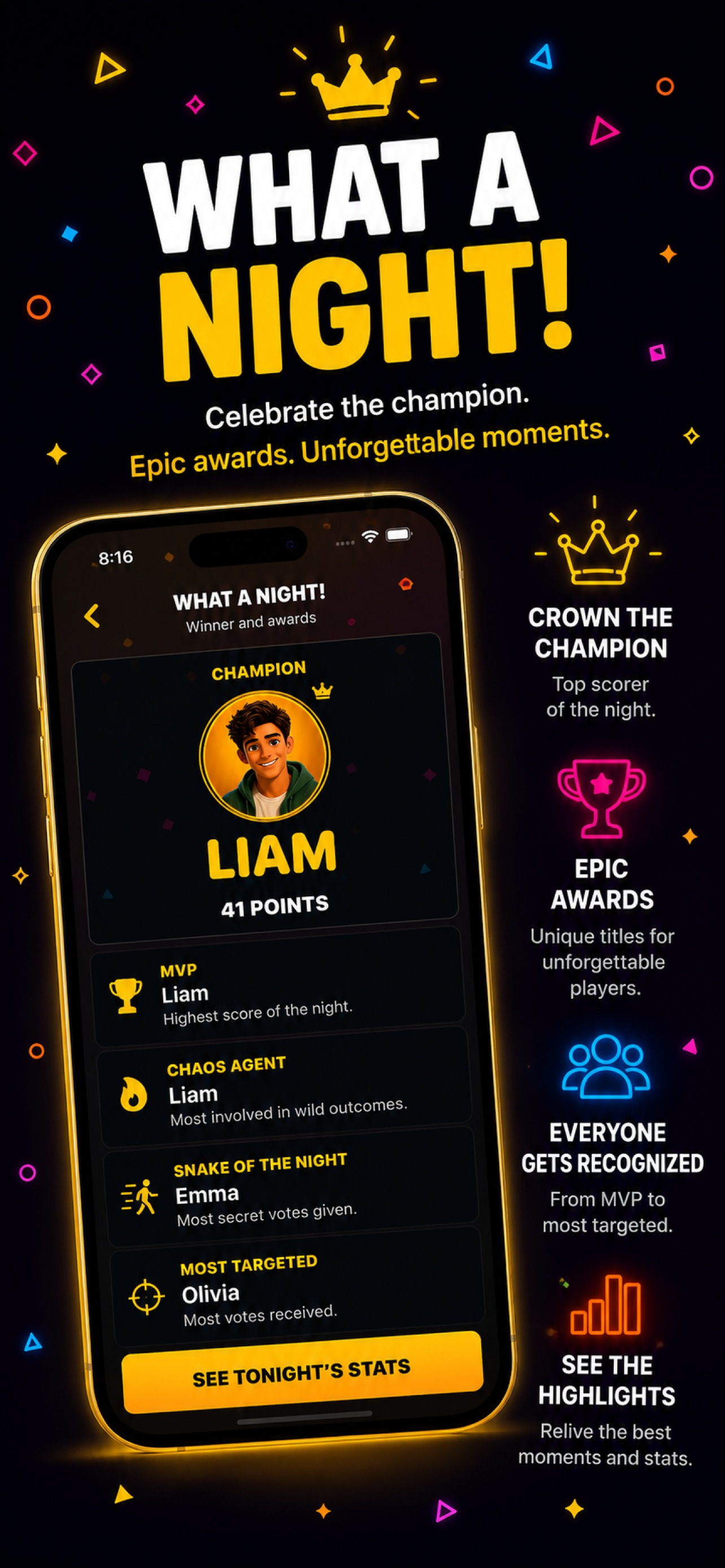 Game Night night summary screen