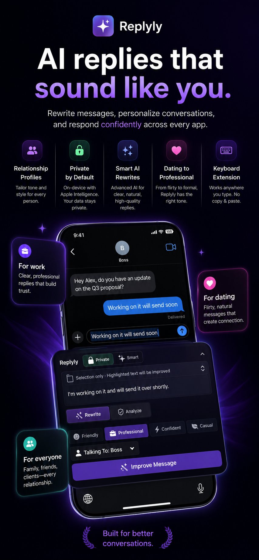 Replyly AI app preview
